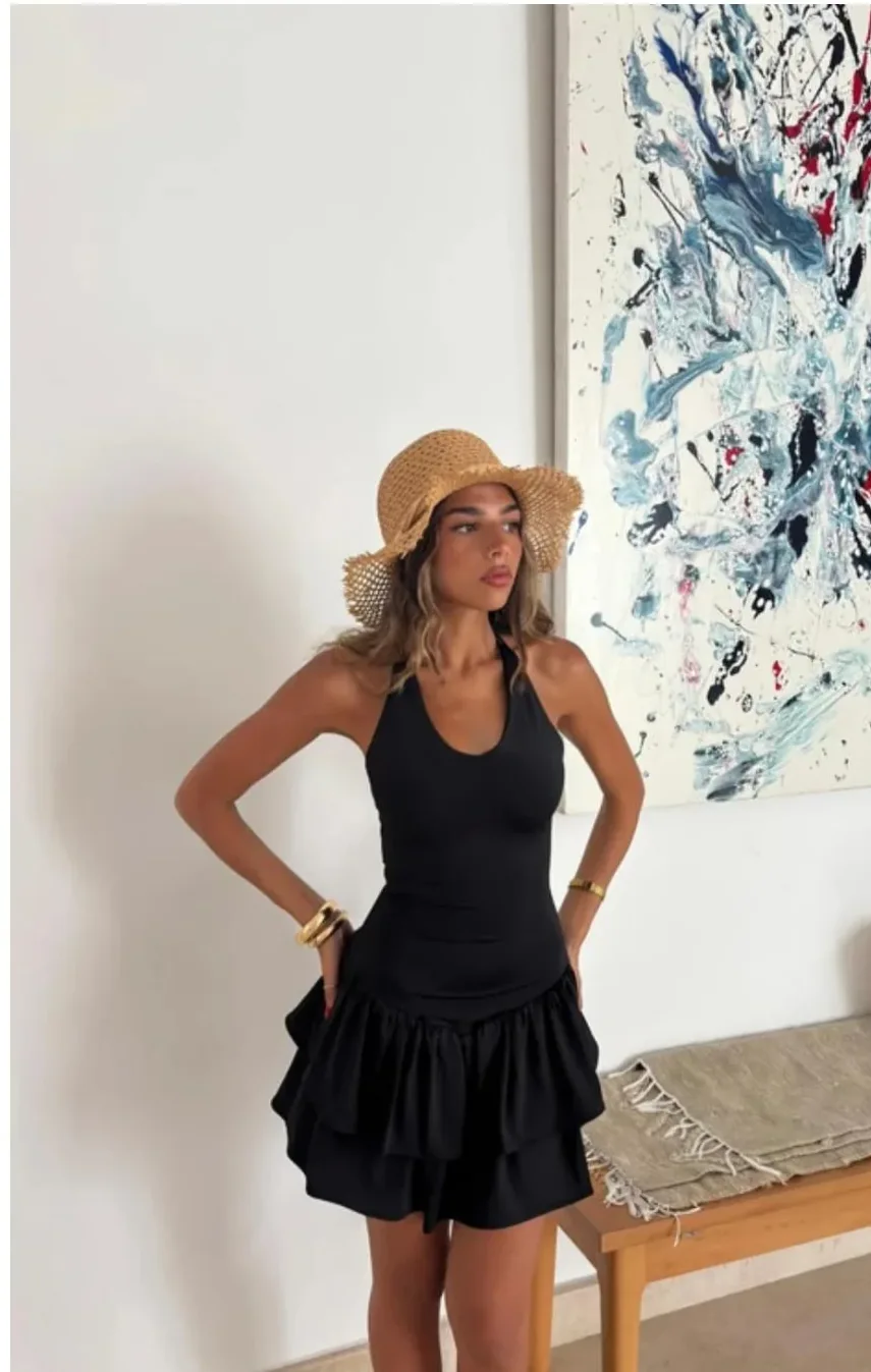 Burkini mini volanté noir