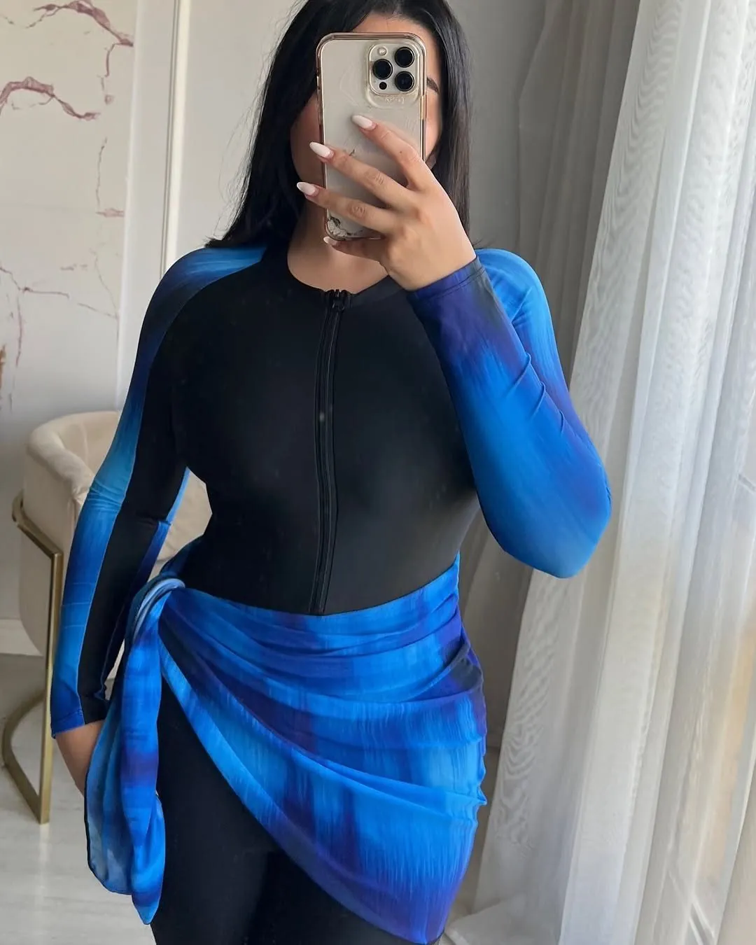 Burkini sarong bleu dégradé
