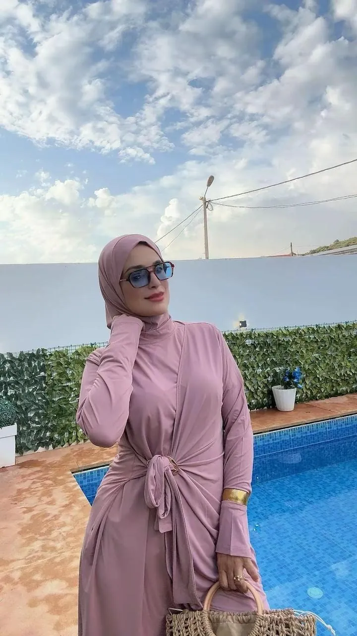 Burkini sarong rose poudré