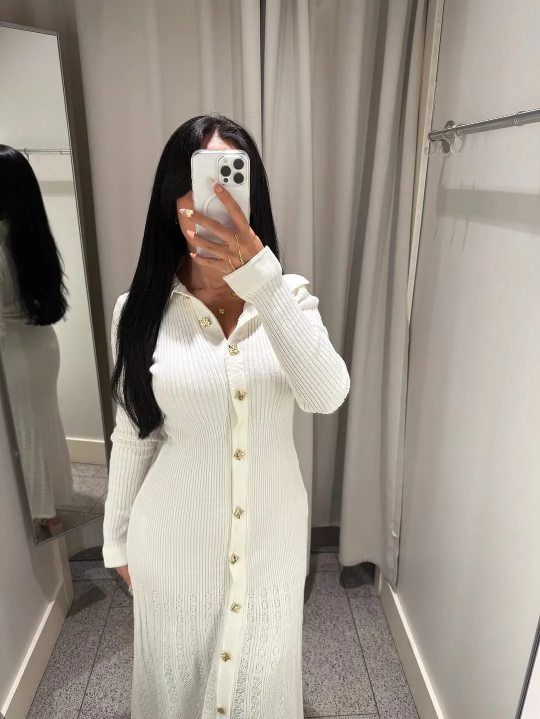 Robe longue tricot blanche