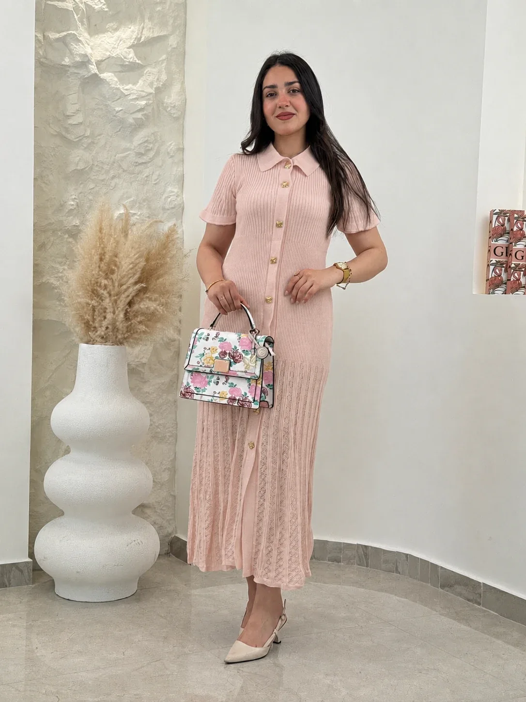 Robe en maille douce demi-manche